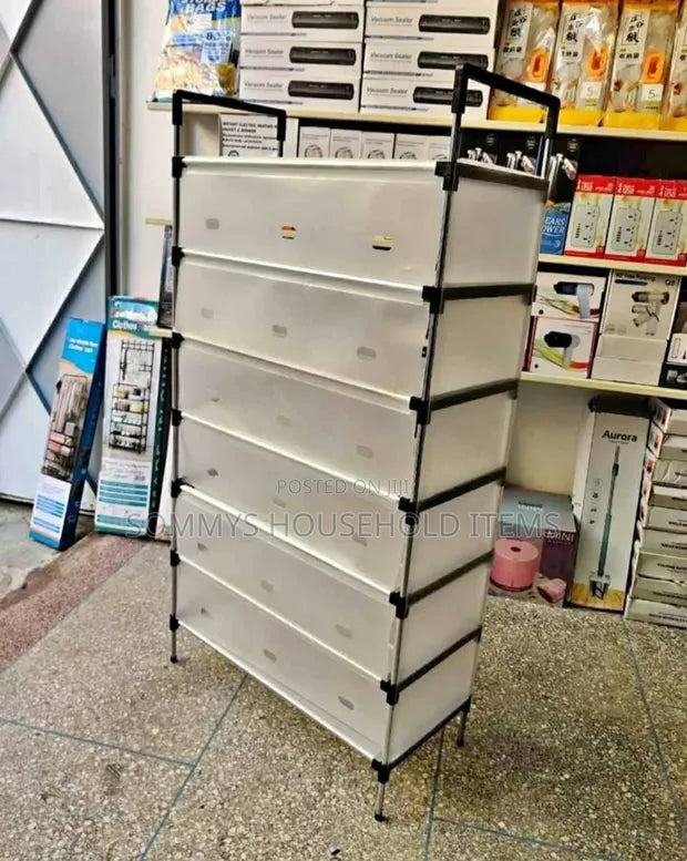 Étagère à Chaussures Avec Couvercle Anti-Poussière | 7 Niveaux