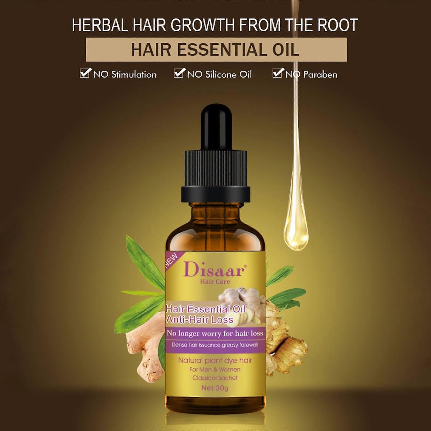 DISAAR Huile Capillaire  Essence de Gingembre